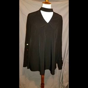 Choker Style Blouse with Arm Button Detailing